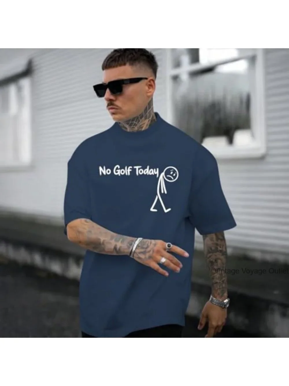 Funny Golf Shirt No Golf Today Graphic Tee for Men Oversized Vintage Cotton